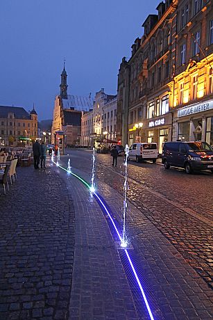 Market place, Zwickau; LED Drainlight with grating; LED Lightline