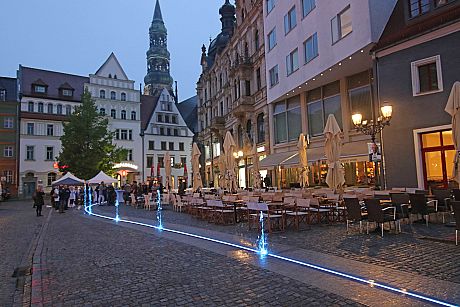 Market place, Zwickau; LED Drainlight with grating; LED Lightline