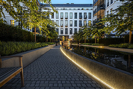 Exclusive Residential Estate; Düsseldorf; LED Drainlight with grating and LED Lightline